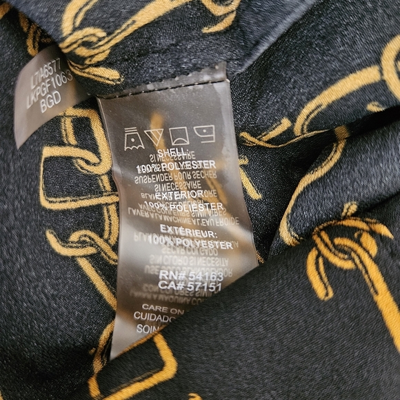 Karl Lagerfeld Logo Chain Blouse Black Gold Long Sleeve Button Up Shirt - Picture 6 of 8